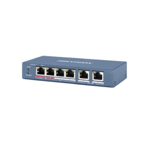 Hikvision 4 Portu Nepārvaldāmais PoE Komutators DS-3E0106HP-E